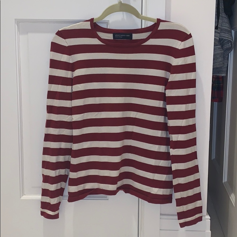 Jones New York Red & White Striped Shirt